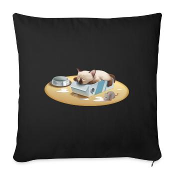 Niedliche Siam Katze - Katzenfamilie - Sofakissenbezug 45 x 45 cm - Schwarz - Vorne
