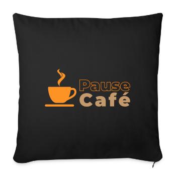 Pause café - Housse de coussin décorative 45 x 45 cm - noir - Devant