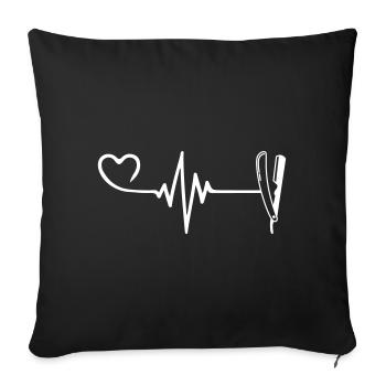 Shaving Barber Pulse Heart Love - Sofa pillowcase 17,3'' x 17,3'' (45 x 45 cm) - black - Front