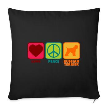 Black Russian Terrier Mom Sprüche Peace Love - Sofakissenbezug 45 x 45 cm - Schwarz - Vorne