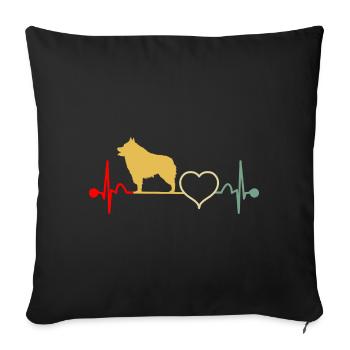 Schipperke Dog Vintage Heartbeat - Housse de coussin décorative 45 x 45 cm - noir - Devant