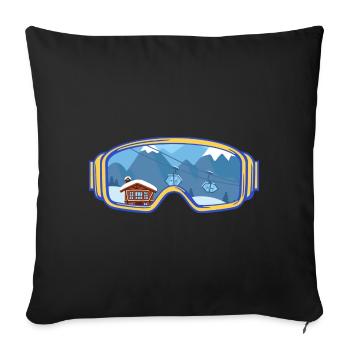 Ski google, snowboard, skieur - Housse de coussin décorative 45 x 45 cm - noir - Devant