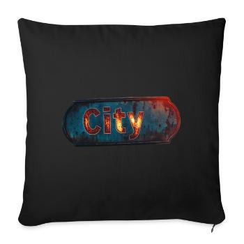 City rusty city sign with vintage feel - Sofa pillowcase 17,3'' x 17,3'' (45 x 45 cm) - black - Front