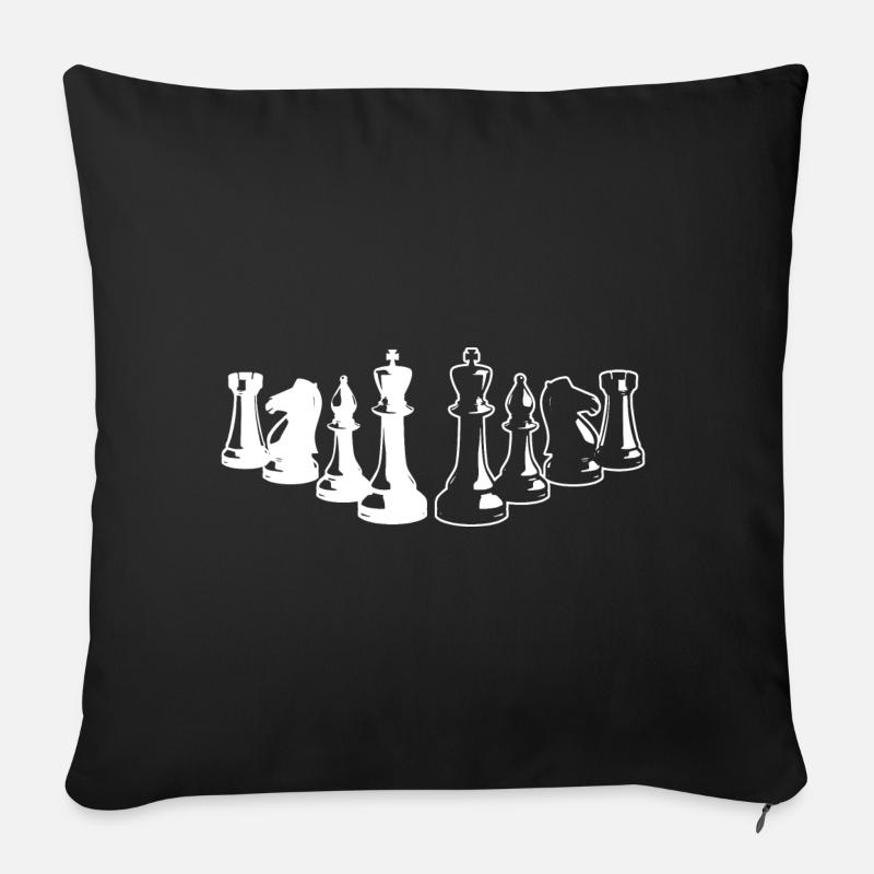 Schach Schachspieler Schachfiguren - Sofakissenbezug 45 x 45 cm - Schwarz