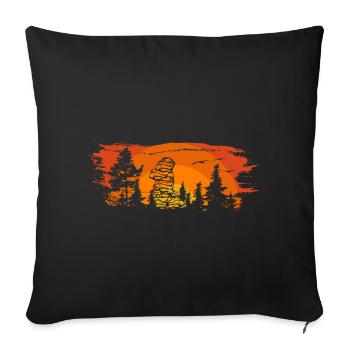 Sunrise Forest Rock Formation Fichtelgebirge - Sofa pillowcase 17,3'' x 17,3'' (45 x 45 cm) - black - Front