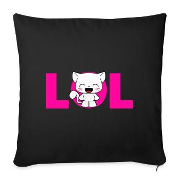 LOL Cute Cat Comic Kawaii Funny Sayings Pink - Sofa pillowcase 17,3'' x 17,3'' (45 x 45 cm) - black - Front