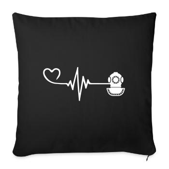 Plongée Apnée rythme cardiaque - Housse de coussin décorative 45 x 45 cm - noir - Devant