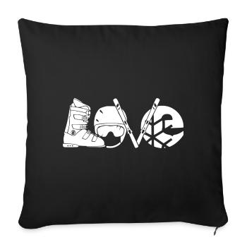 Amour Ski Snowboard Ski Cadeau d'hiver - Housse de coussin décorative 45 x 45 cm - noir - Devant