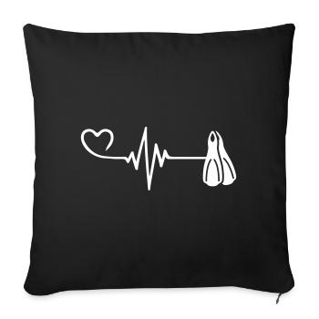 Diving fins pulse heart - Sofa pillowcase 17,3'' x 17,3'' (45 x 45 cm) - black - Front