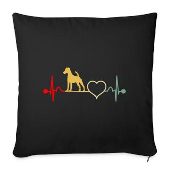 Smooth Fox Terrier Fox Terrier Heartbeat Vintage - Housse de coussin décorative 45 x 45 cm - noir - Devant