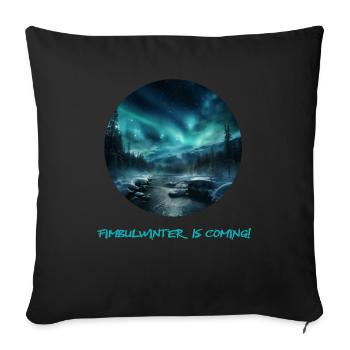 Fimbulwinter is approaching - with epic Northern Lights - Sofa pillowcase 17,3'' x 17,3'' (45 x 45 cm) - black - Front