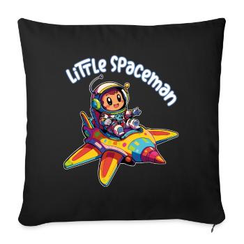 Spaceman little astronaut in colorful spaceship - Sofa pillowcase 17,3'' x 17,3'' (45 x 45 cm) - black - Front