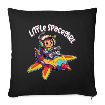 Petite astronaute de l’espace dans un vaisseau spatial coloré - Housse de coussin décorative 45 x 45 cm - noir - Devant
