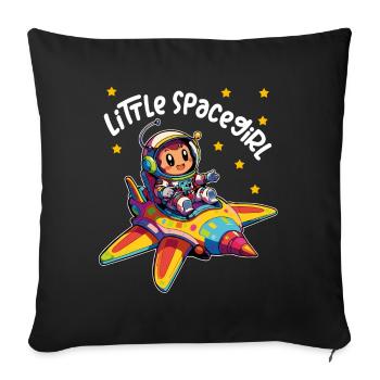 Petite astronaute de l’espace dans un vaisseau spatial coloré - Housse de coussin décorative 45 x 45 cm - noir - Devant