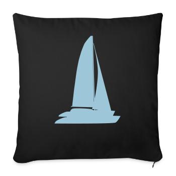 blue boat - Sofa pillowcase 17,3'' x 17,3'' (45 x 45 cm) - black - Front