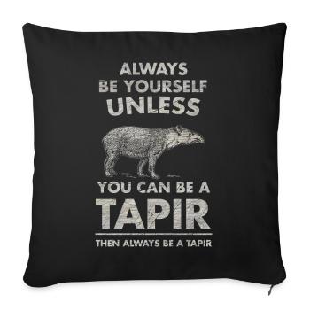 Tapir animal trunk zoo animal vintage gift - Sofa pillowcase 17,3'' x 17,3'' (45 x 45 cm) - black - Front