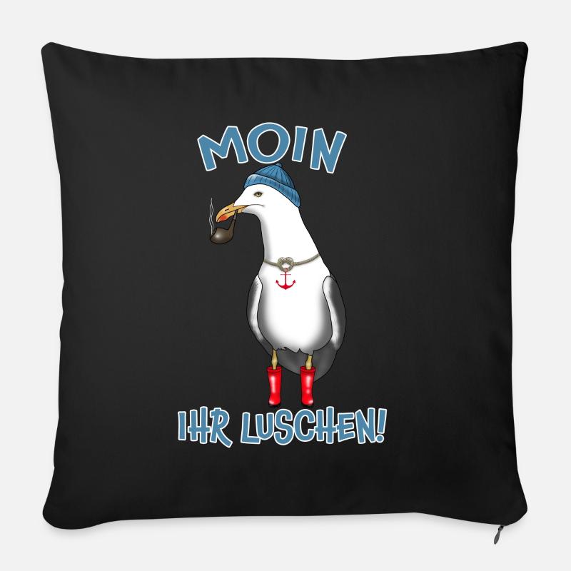 Möwe MOIN IHR LUSCHEN! - Sofakissenbezug 45 x 45 cm - Schwarz