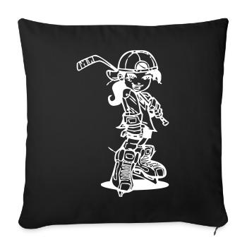 Fille de hockey sur glace - Housse de coussin décorative 45 x 45 cm - noir - Devant
