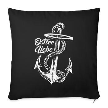Ostsee Liebe Anker used-look vintage - Sofakissenbezug 45 x 45 cm - Schwarz - Vorne