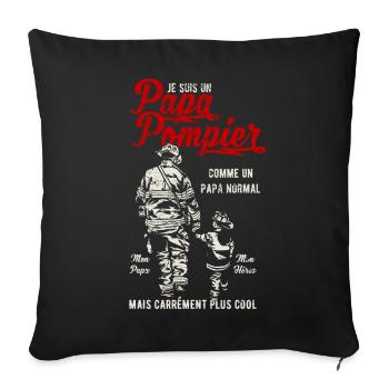 Papa Pompier - Housse de coussin décorative 45 x 45 cm - noir - Devant
