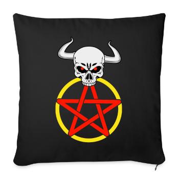 Satan satanique diable Pentagramme Cornes horreur - Housse de coussin décorative 45 x 45 cm - noir - Devant