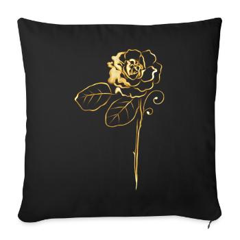 Rose en or - Housse de coussin décorative 45 x 45 cm - noir - Devant