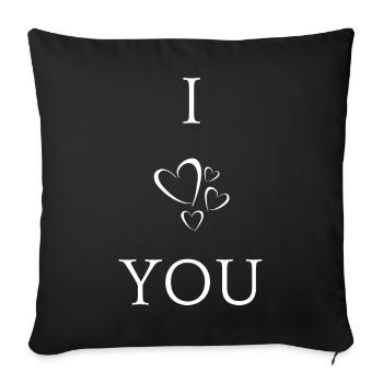 I Love You - Sofa pillowcase 17,3'' x 17,3'' (45 x 45 cm) - black - Front