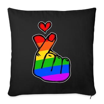 Peace Heart Love Rainbow Mouvement pour la paix - Housse de coussin décorative 45 x 45 cm - noir - Devant