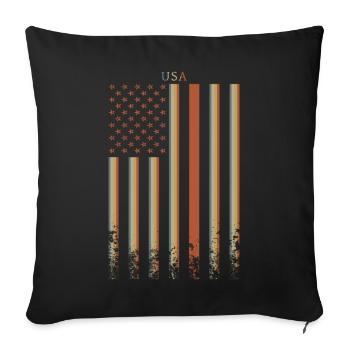 USA Flag Retro - Sofa pillowcase 17,3'' x 17,3'' (45 x 45 cm) - black - Front
