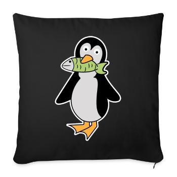 Mignon Pingouin Oiseau Animal Oiseau de Mer Arctique - Housse de coussin décorative 45 x 45 cm - noir - Devant