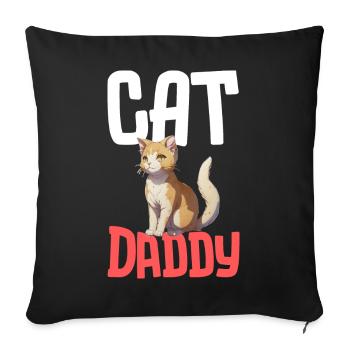 Chat Daddy: typographie robuste - Housse de coussin décorative 45 x 45 cm - noir - Devant
