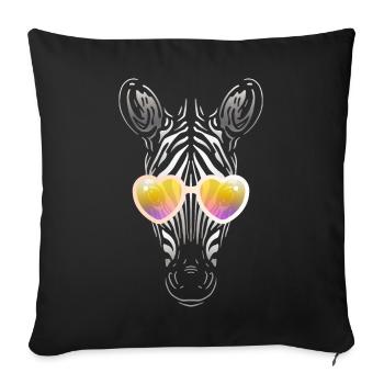 Zebra with Sunglasses - Sofa pillowcase 17,3'' x 17,3'' (45 x 45 cm) - black - Front