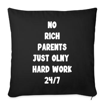 Pas de parents riches Juste du travail acharné - Housse de coussin décorative 45 x 45 cm - noir - Devant