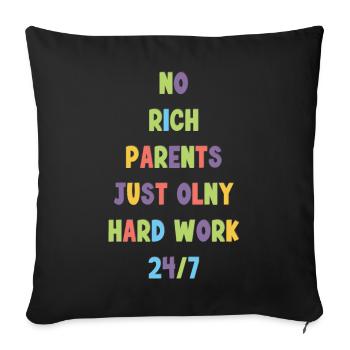 Pas de parents riches Juste du travail acharné - Housse de coussin décorative 45 x 45 cm - noir - Devant