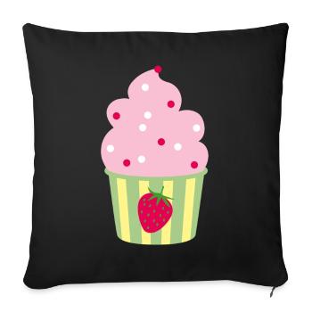 Icecream Cup Erdbeere Erdbeerzeit Eis Sommer Fun - Sofakissenbezug 45 x 45 cm - Schwarz - Vorne