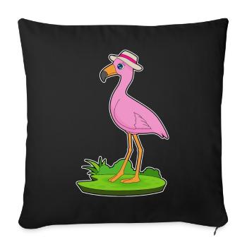 Chapeau de flamant rose - Housse de coussin décorative 45 x 45 cm - noir - Devant