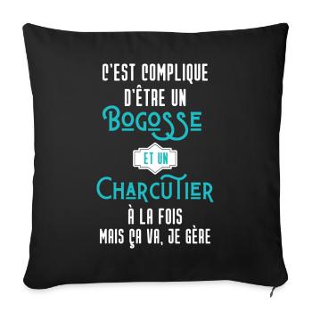 C'est compliqué d'être Bogosse et Charcutier - Housse de coussin décorative 45 x 45 cm - noir - Devant