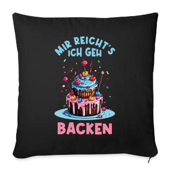 Backen Bäckerin Backkönigin Backfee Torte Kuchen - Sofakissenbezug 45 x 45 cm - Schwarz - Vorne