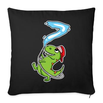 Dinosaure du 7e anniversaire - Housse de coussin décorative 45 x 45 cm - noir - Devant