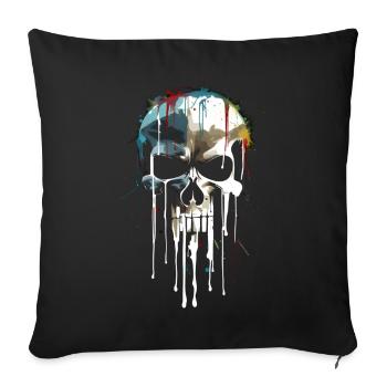 Crâne Crâne Mort Dégoulinant Peinture - Housse de coussin décorative 45 x 45 cm - noir - Devant