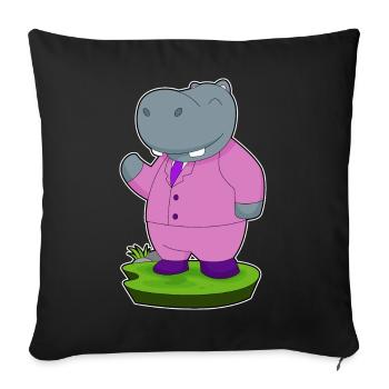 Nilpferd Bräutigam Anzug Hochzeit - Sofakissenbezug 45 x 45 cm - Schwarz - Vorne