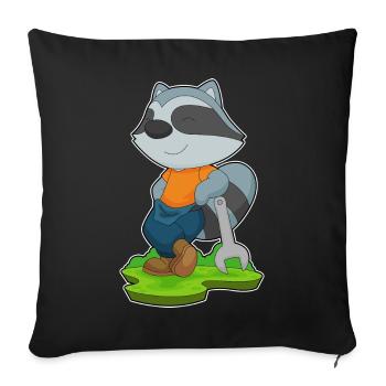 Raccoon Mechanic Wrench Workshop - Sofa pillowcase 17,3'' x 17,3'' (45 x 45 cm) - black - Front