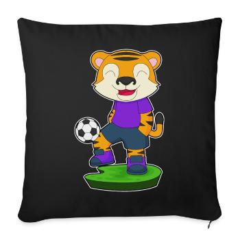 Tiger Fußballspieler Fußball - Sofakissenbezug 45 x 45 cm - Schwarz - Vorne