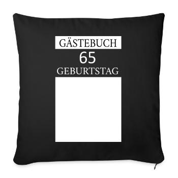 Livre d’or 65e anniversaire T-shirt Signature - Housse de coussin décorative 45 x 45 cm - noir - Devant