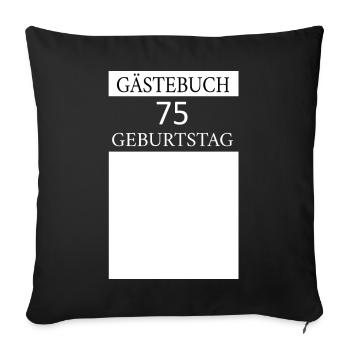 Livre d’or 75e anniversaire T-shirt Signature - Housse de coussin décorative 45 x 45 cm - noir - Devant