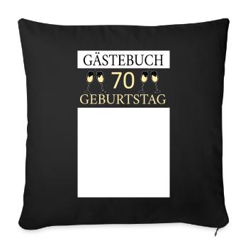 Livre d’or 70e anniversaire Signature T-shirt - Housse de coussin décorative 45 x 45 cm - noir - Devant