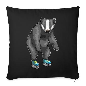 Badger Ice Skating Patins à glace - Housse de coussin décorative 45 x 45 cm - noir - Devant