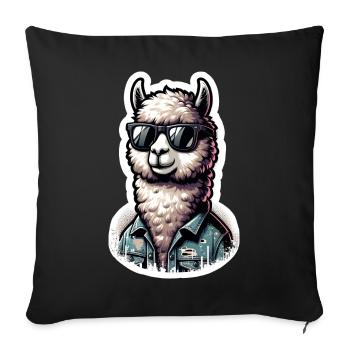 Alpaca Cool Sunglasses Denim Jacket - Sofa pillowcase 17,3'' x 17,3'' (45 x 45 cm) - black - Front