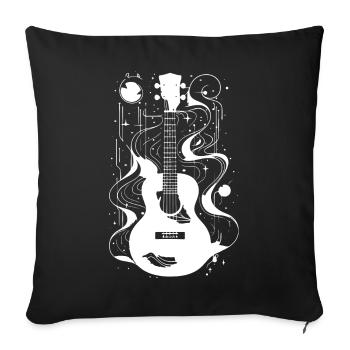 Dessin de ukulélé - Housse de coussin décorative 45 x 45 cm - noir - Devant