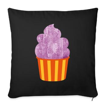 Cream Cream Mug Strips Purple Summer Cream - Sofa pillowcase 17,3'' x 17,3'' (45 x 45 cm) - black - Front